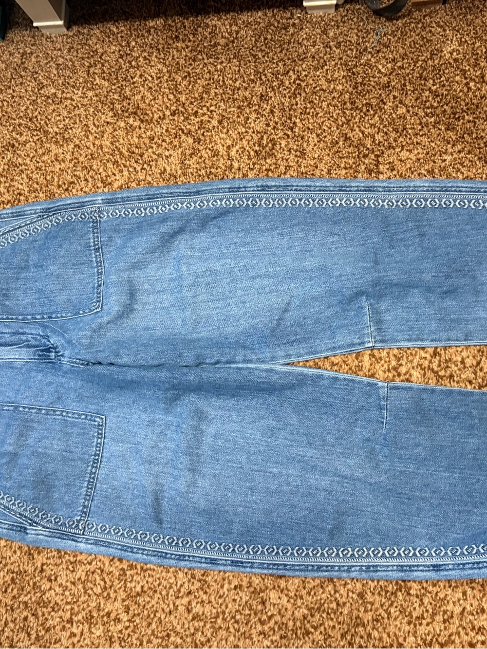 Sundance Light Blue Embroidered Side-Trim Wide Leg Jeans